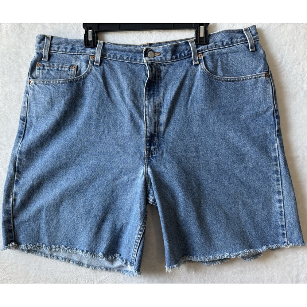 Vintage Y2K Levi's 550 Blue Denim Cutoff Shorts Mens 42 Made in Mexico